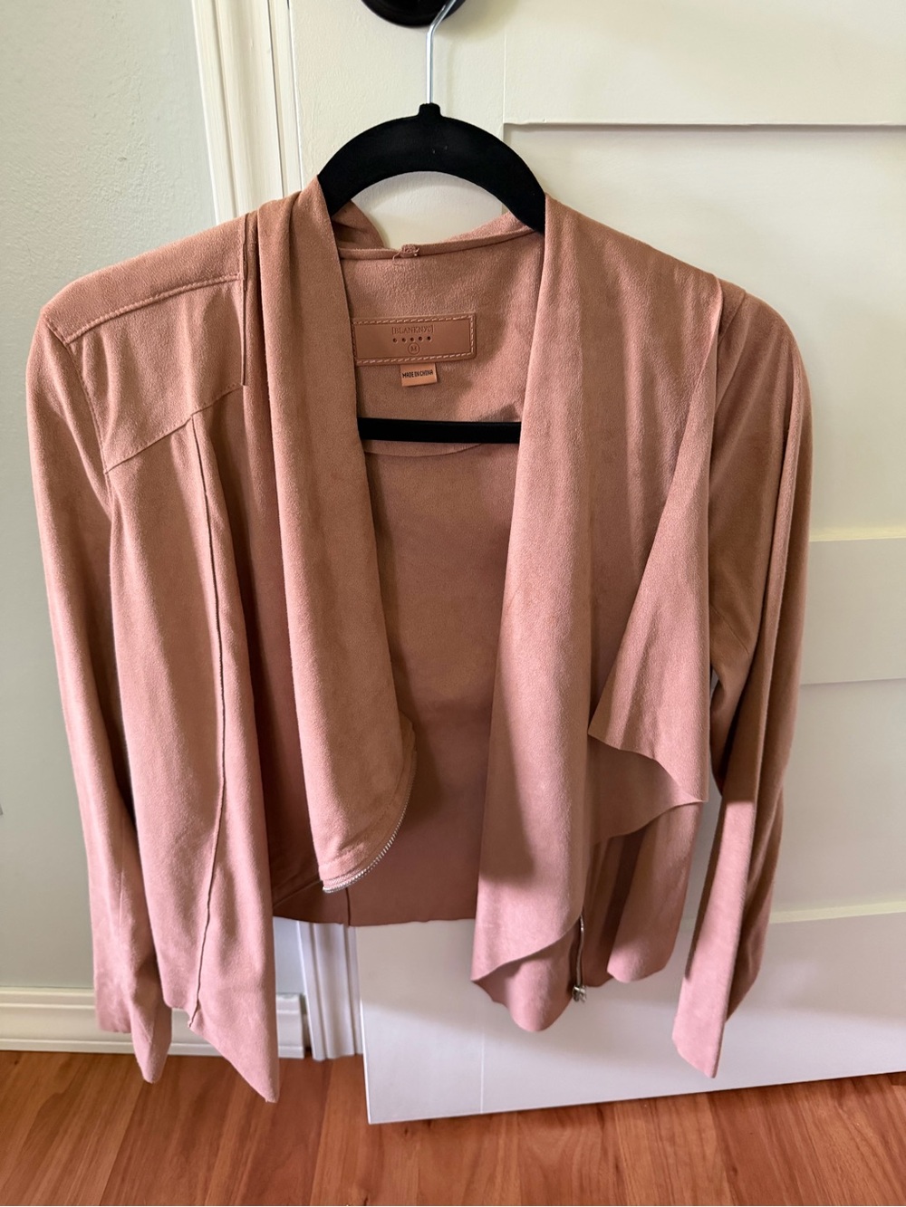 Blank NYC Draped Open-Front Cardigan Jacket - Dusty Rose/Camel/Beige
